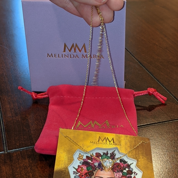 NEW Melinda Maria Gold Rhinestone Heart Necklacin - Picture 4 of 8